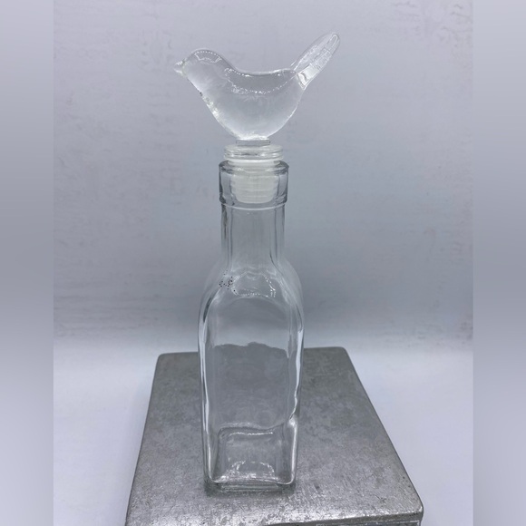 Clear Glass Bottle Featuring Clear Glass Bird Stopper Home Decor Storage - Picture 8 of 8